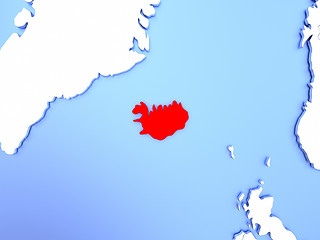 Image showing Iceland in red on map