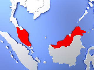 Image showing Malaysia in red on map