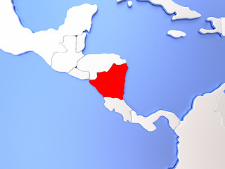 Image showing Nicaragua in red on map