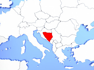 Image showing Bosnia in red on map
