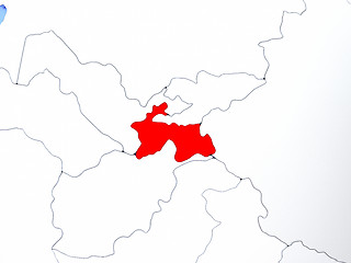 Image showing Tajikistan in red on map