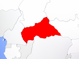 Image showing Central Africa in red on map