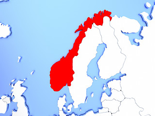 Image showing Norway in red on map