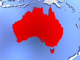 Image showing Australia in red on map