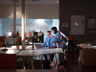 Image showing young designers in the night office