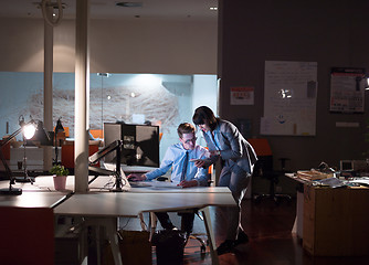 Image showing young designers in the night office