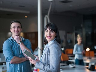 Image showing Business People Working With Tablet in office