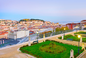 Image showing Lisbon skyline from famous viewpoint