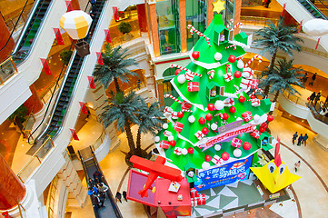 Image showing New Year decorated shopping mall