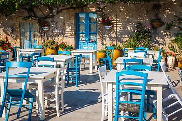 Image showing Tables in a traditional Italian Restaurant in Sicily