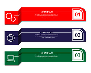 Image showing three banners of different colors
