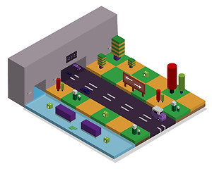 Image showing isometric town with a garage