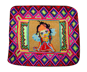 Image showing embroidery of a little girl