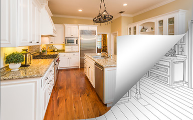 Image showing Kitchen Photo Page Corner Flipping with Drawing Behind