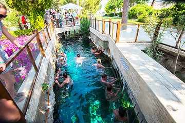 Image showing Tourists swim in antique Cleopatra pool