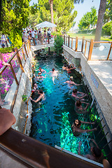 Image showing Tourists swim in antique Cleopatra pool