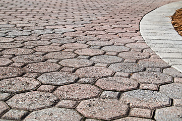 Image showing low angle close up of brick paver driveway