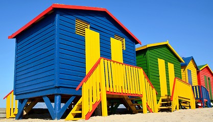 Image showing colorful changing huts
