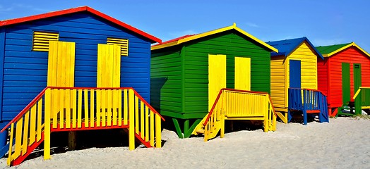 Image showing colorful changing huts