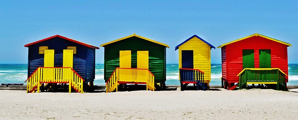 Image showing colorful changing huts