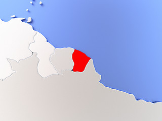 Image showing French Guiana in red on map