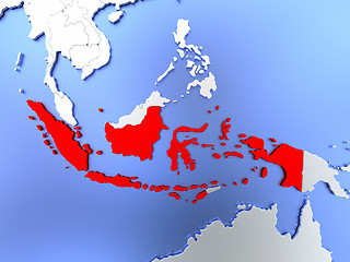 Image showing Indonesia in red on map