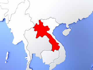 Image showing Laos in red on map