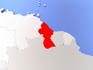 Image showing Guyana in red on map