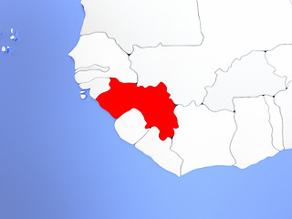 Image showing Guinea in red on map