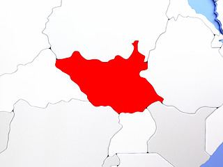 Image showing South Sudan in red on map