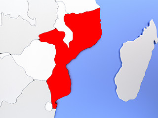 Image showing Mozambique in red on map