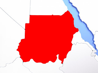 Image showing Sudan in red on map