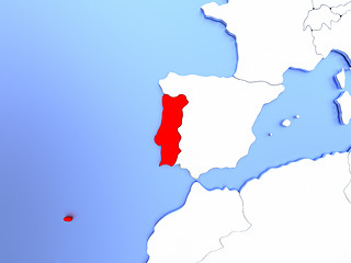 Image showing Portugal in red on map