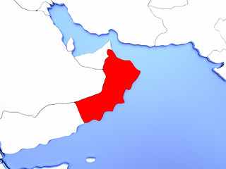 Image showing Oman in red on map