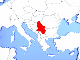 Image showing Serbia in red on map