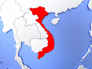 Image showing Vietnam in red on map