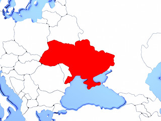 Image showing Ukraine in red on map