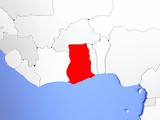 Image showing Ghana in red on map