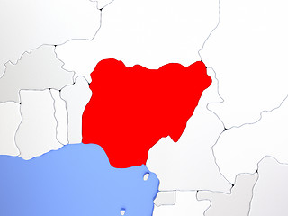 Image showing Nigeria in red on map