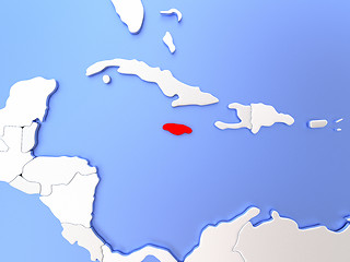 Image showing Jamaica in red on map