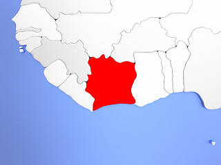 Image showing Ivory Coast in red on map