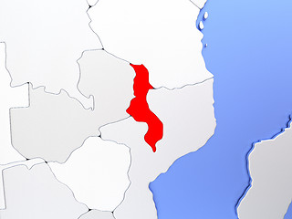 Image showing Malawi in red on map