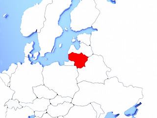 Image showing Lithuania in red on map