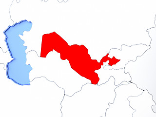 Image showing Uzbekistan in red on map