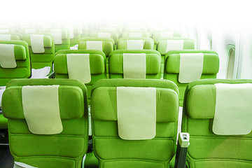 Image showing Airplane seats in cabin