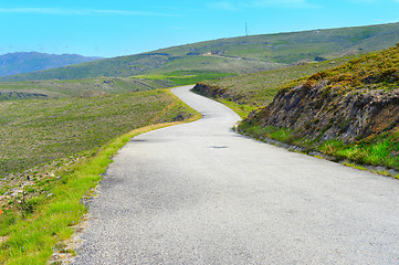 Image showing Curve mountains road, Portugal