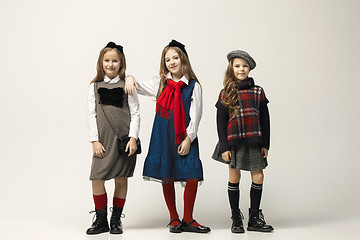 Image showing The fashion portrait of young beautiful teen girls at studio