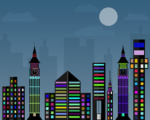 Image showing flat design night city