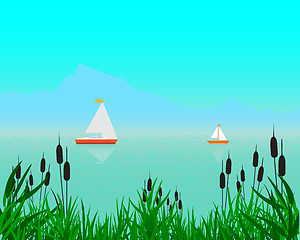 Image showing floating two sailboats