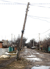 Image showing old wooden electric pole